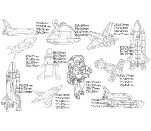 Stickserie - Weltraum Space Line Art